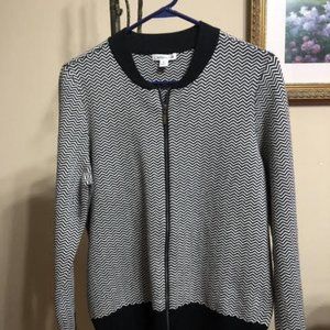 Croft&Barrow Black Knit Zip Up Jacket Sz M
